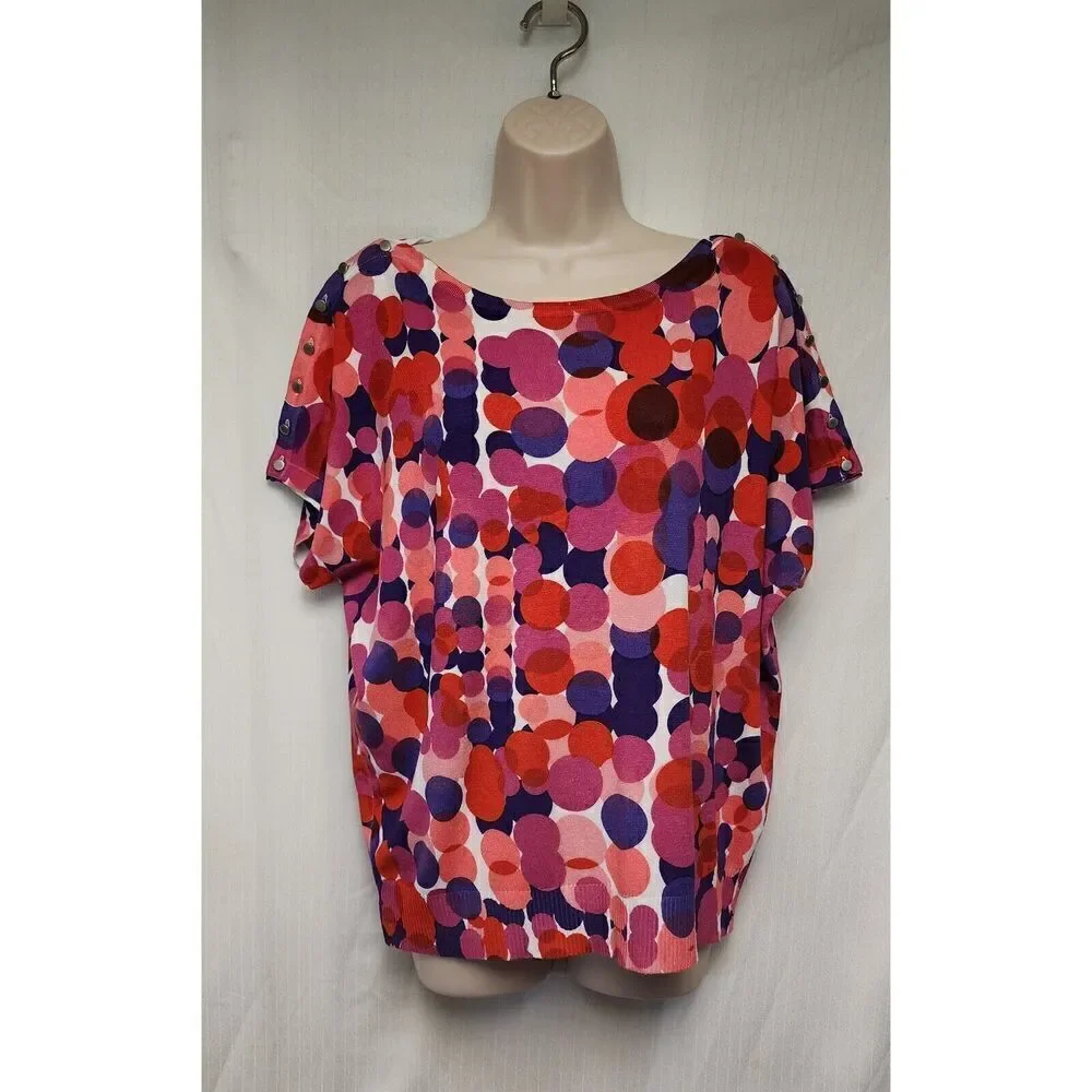 Joseph A Boat Neck Colorblock Sweater Multicolor Dots XL